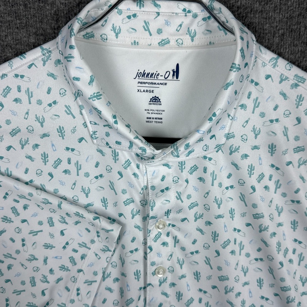 Johnnie-O Polo Shirt Mens XL West Texas Green Grass Performance Jersey UPF 50